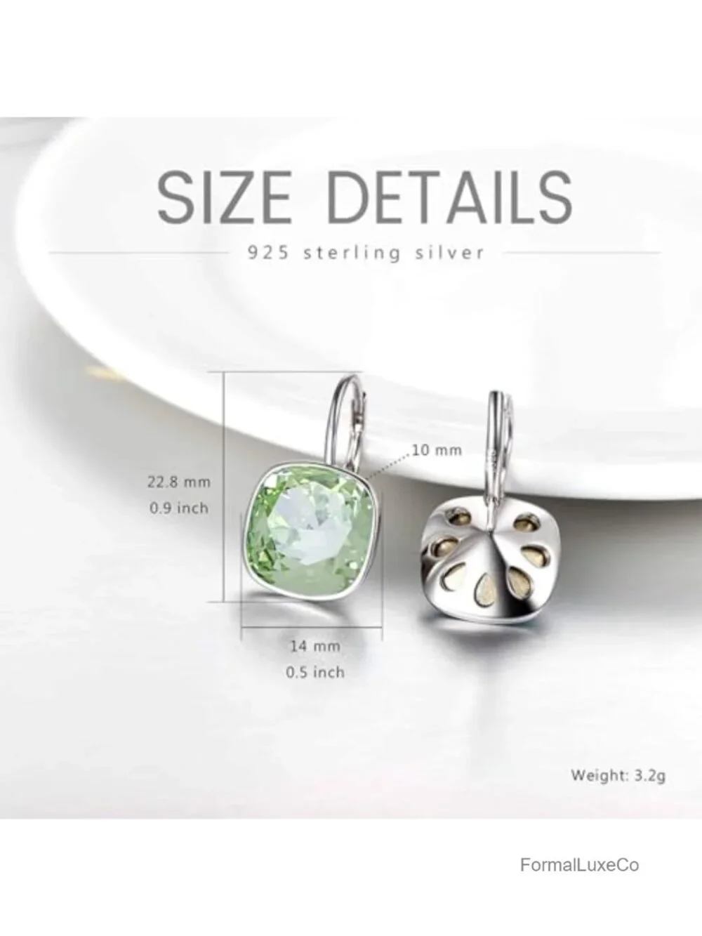 925 Sterling Silver Leverback Crystal Earrings Hypoallergenic Dangle Jewelry